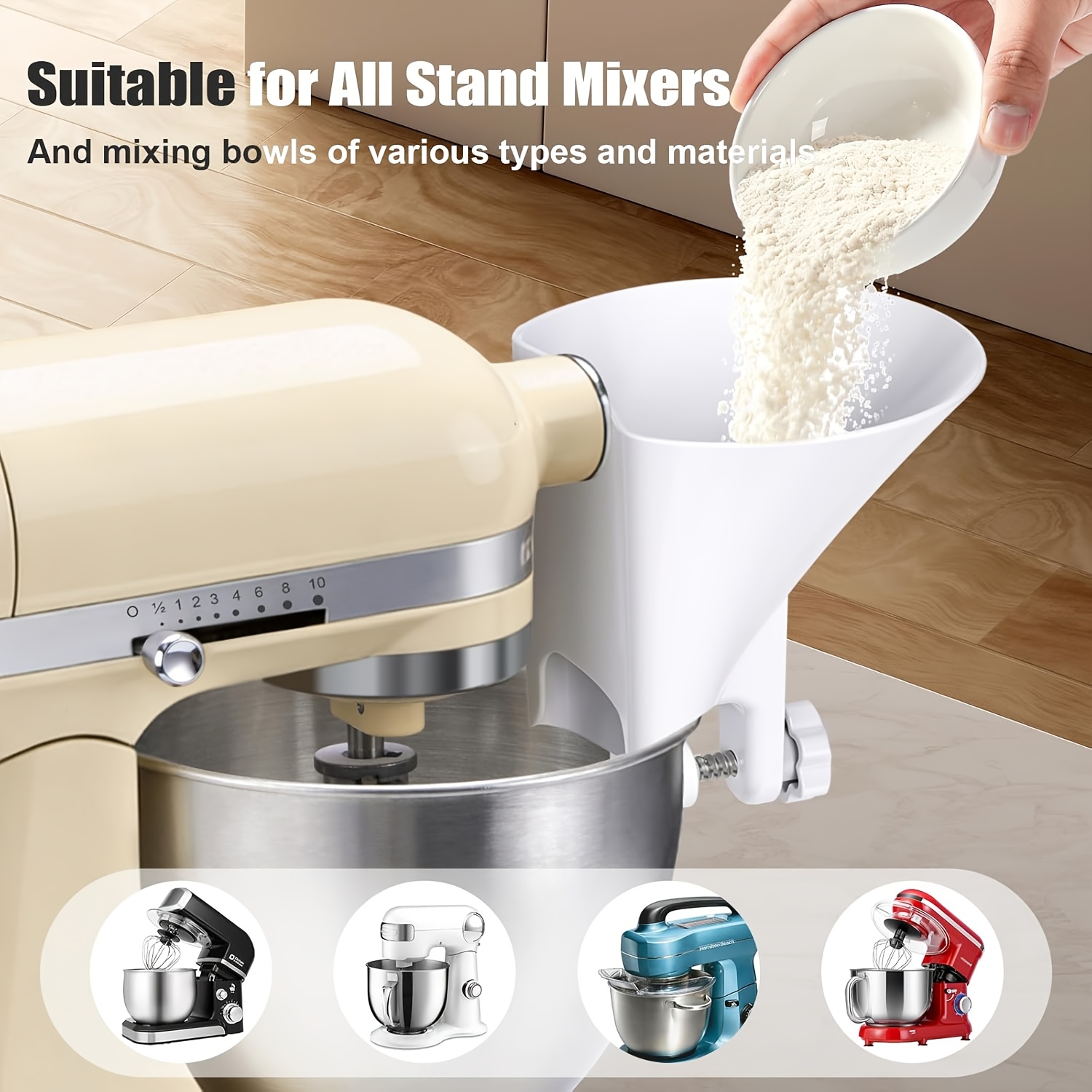 Kitchen Aid Baking Mixer - Weithalsiger Mehltrichter, Teigkanne für KitchenAid Standmixer,