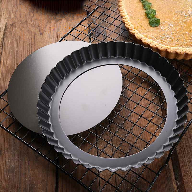 Tart Pan Loose - 9-Zoll-Antihaft-Törtchen-Quiche-Flan-Pfannenformen, Kuchen-Pizza-Kuchenform, abnehmbarer, geriffelter, robuster Pizza-Pfanne