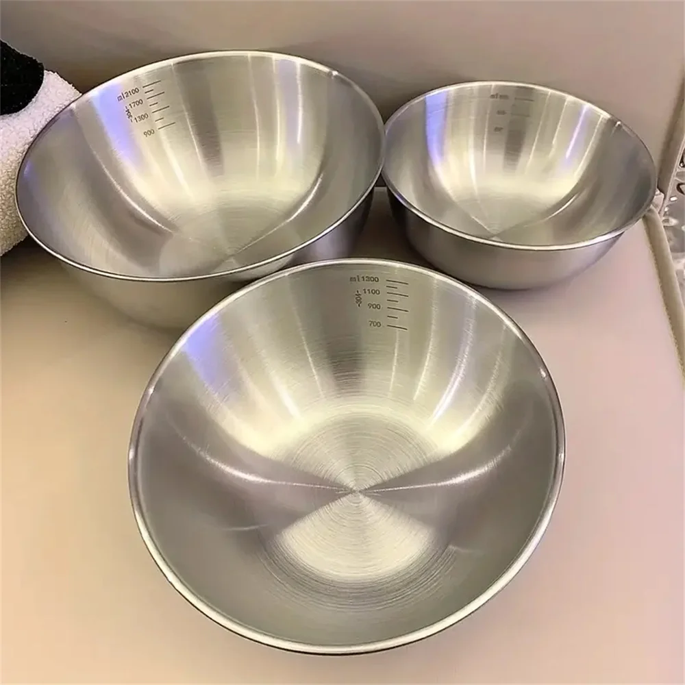 Kitchen Baking Essentials - 1-3 Edelstahl-Schüssel-Set mit Skala zum Kochen,